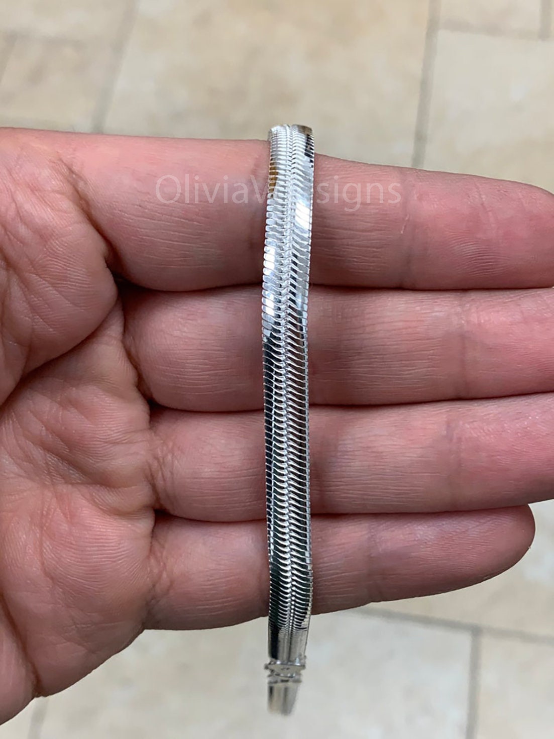 925 Sterling Silver Oval  Herringbone Necklace, Flex Layering Chain 6mm, Silver Oval Snake Chain, Italian Necklace, Magic Oval