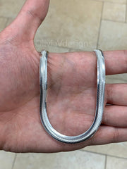 925 Sterling Silver Oval  Herringbone Necklace, Flex Layering Chain 6mm, Silver Oval Snake Chain, Italian Necklace, Magic Oval