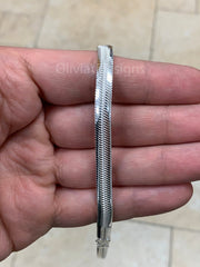 925 Sterling Silver Oval  Herringbone Necklace, Flex Layering Chain 6mm, Silver Oval Snake Chain, Italian Necklace, Magic Oval