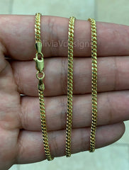925 Sterling Silver Over 14K Gold Italian Solid Cuban Curb Link Chain 22'' 3MM - BEST PRICE!!!Fathers Day Gift/Best Selling Sale