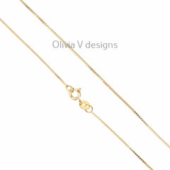 925 Sterling Silver Over 14K Gold Over Sterling Silver 1.00mm Box Chain, Smooth Shiny Finished Necklace 16'' 18'' 20'' 22'' 24''