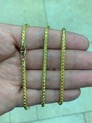 925 Sterling Silver Over 14K Gold  Round Franco Wheat Foxtail 3.00mm Chain 20'' 22'' 24'' 26'' 28'' 30'' / Lowest Price / High Quality