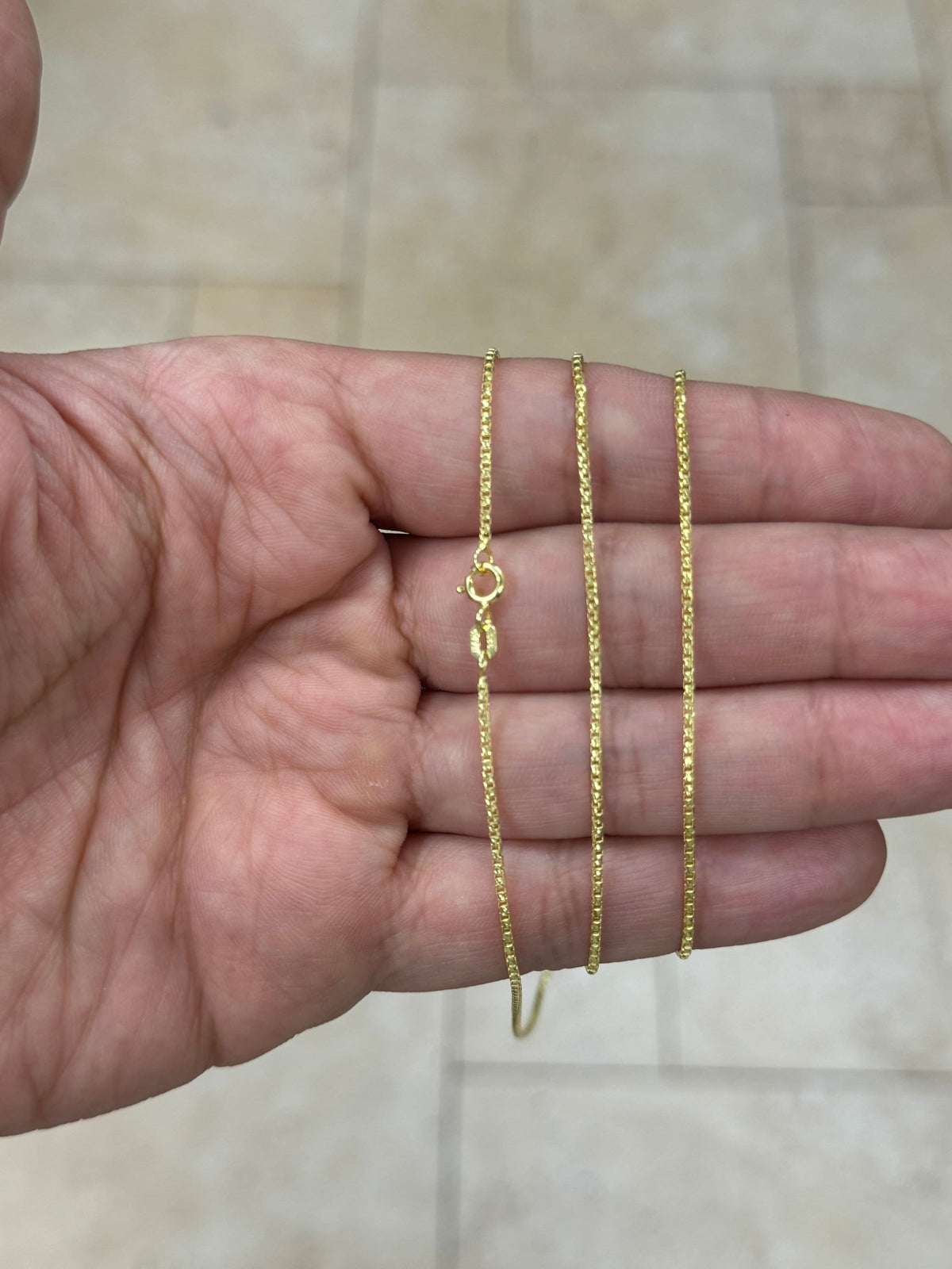 925 Sterling Silver Over 14k Yellow Gold Round Box Chain, 1.3mm Round Box Chain, Diamond Cut, Sterling Silver Chain,  Unisex, Made in Italy