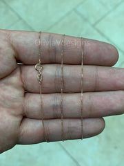 925 Sterling Silver Over Rose - Sterling Silver 1.00mm Box Chain, Smooth Shiny Finished Necklace 16'' 18'' 20''