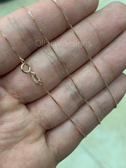 925 Sterling Silver Over Rose - Sterling Silver 1.00mm Box Chain, Smooth Shiny Finished Necklace 16'' 18'' 20''
