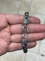 925 Sterling Silver Oxidized Bali BYZANTINE Borobudur Link Bracelet 8mm - Hand Made - Unisex