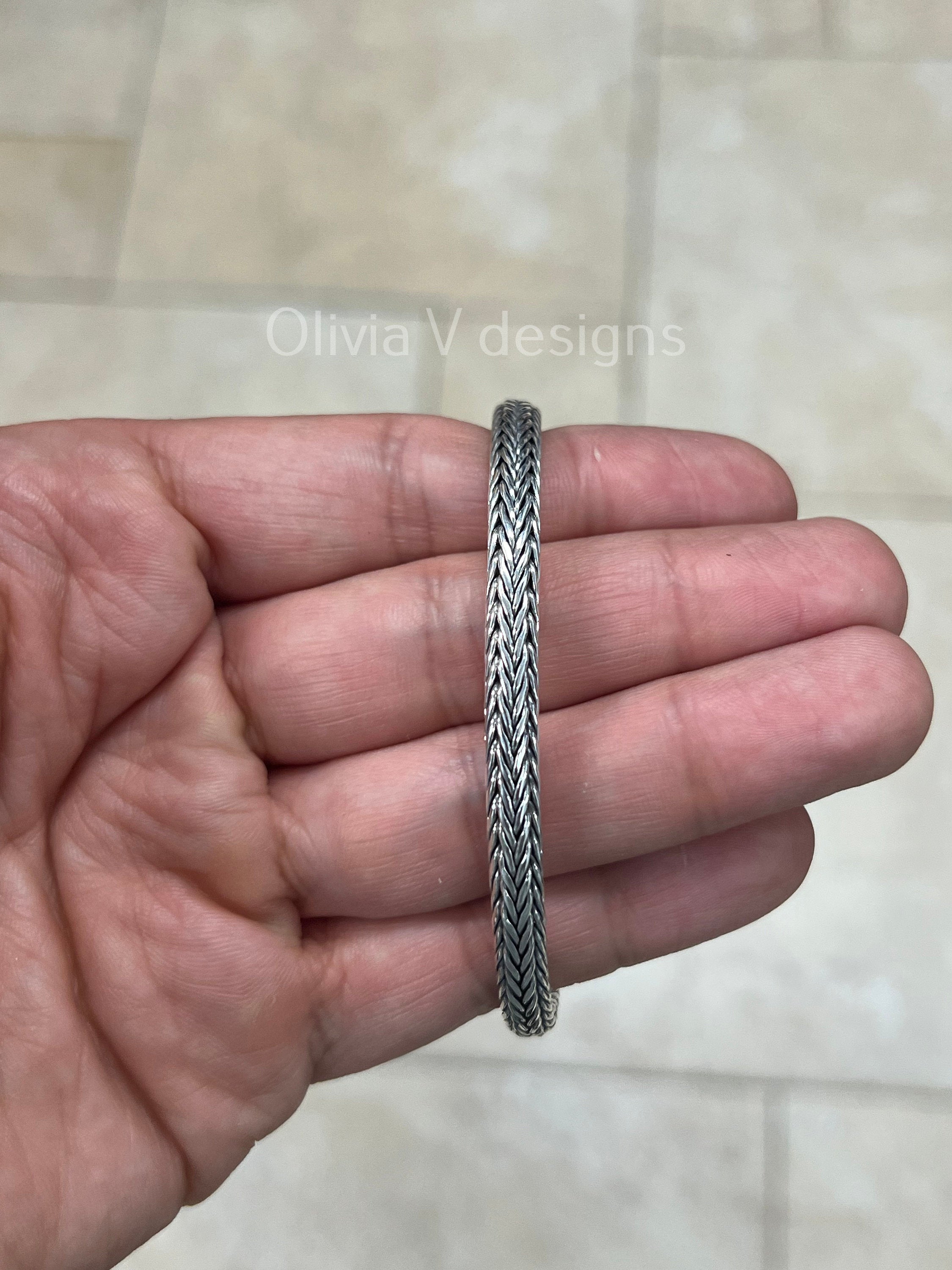 925 Sterling Silver Oxidized Bali Link Bracelet 5.5mm - Hand Made - Unisex - 8''