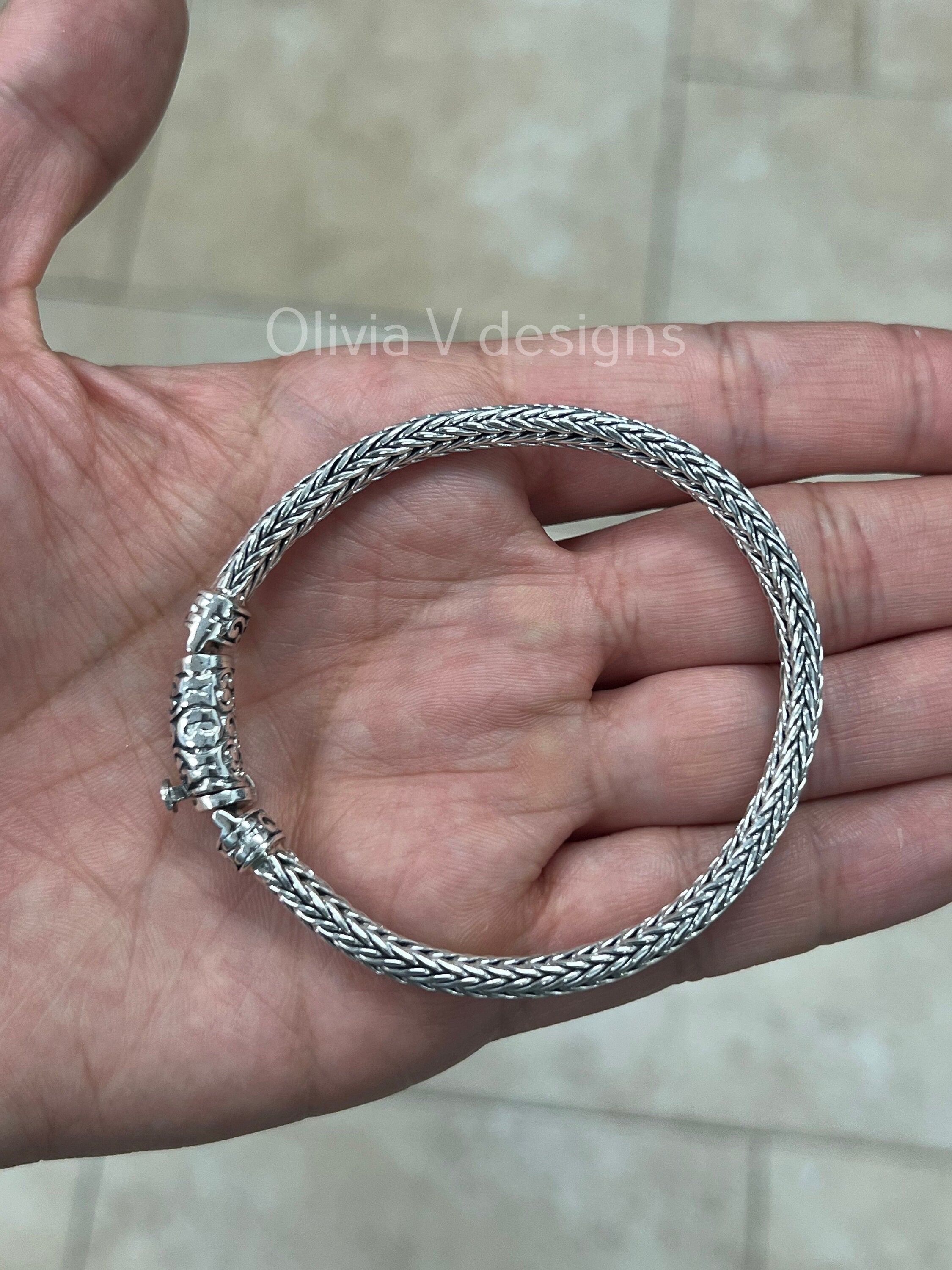 925 Sterling Silver Oxidized Bali Link Bracelet 5.5mm - Hand Made - Unisex - 8''