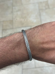 925 Sterling Silver Oxidized Bali Link Bracelet 5.5mm - Hand Made - Unisex - 8''