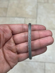 925 Sterling Silver Oxidized Bali Link Bracelet 5.5mm - Hand Made - Unisex - 8''