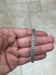 925 Sterling Silver Oxidized Bali Link Bracelet 6.5mm - Hand Made - Unisex - 8''