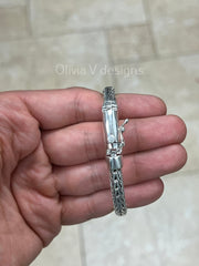 925 Sterling Silver Oxidized Bali Link Bracelet 6.5mm - Hand Made - Unisex - 8''