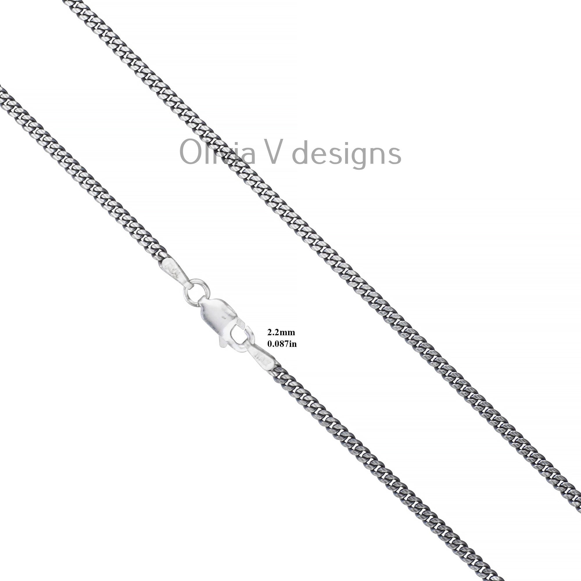 925 Sterling Silver Oxidized Miami Cuban Curb Chain 2.2mm, Bali Chain, Black Chain Necklace, Rustic Chain For Pendants, 925