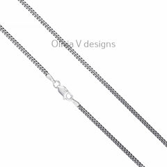 925 Sterling Silver Oxidized Miami Cuban Curb Chain 2.2mm, Bali Chain, Black Chain Necklace, Rustic Chain For Pendants, 925