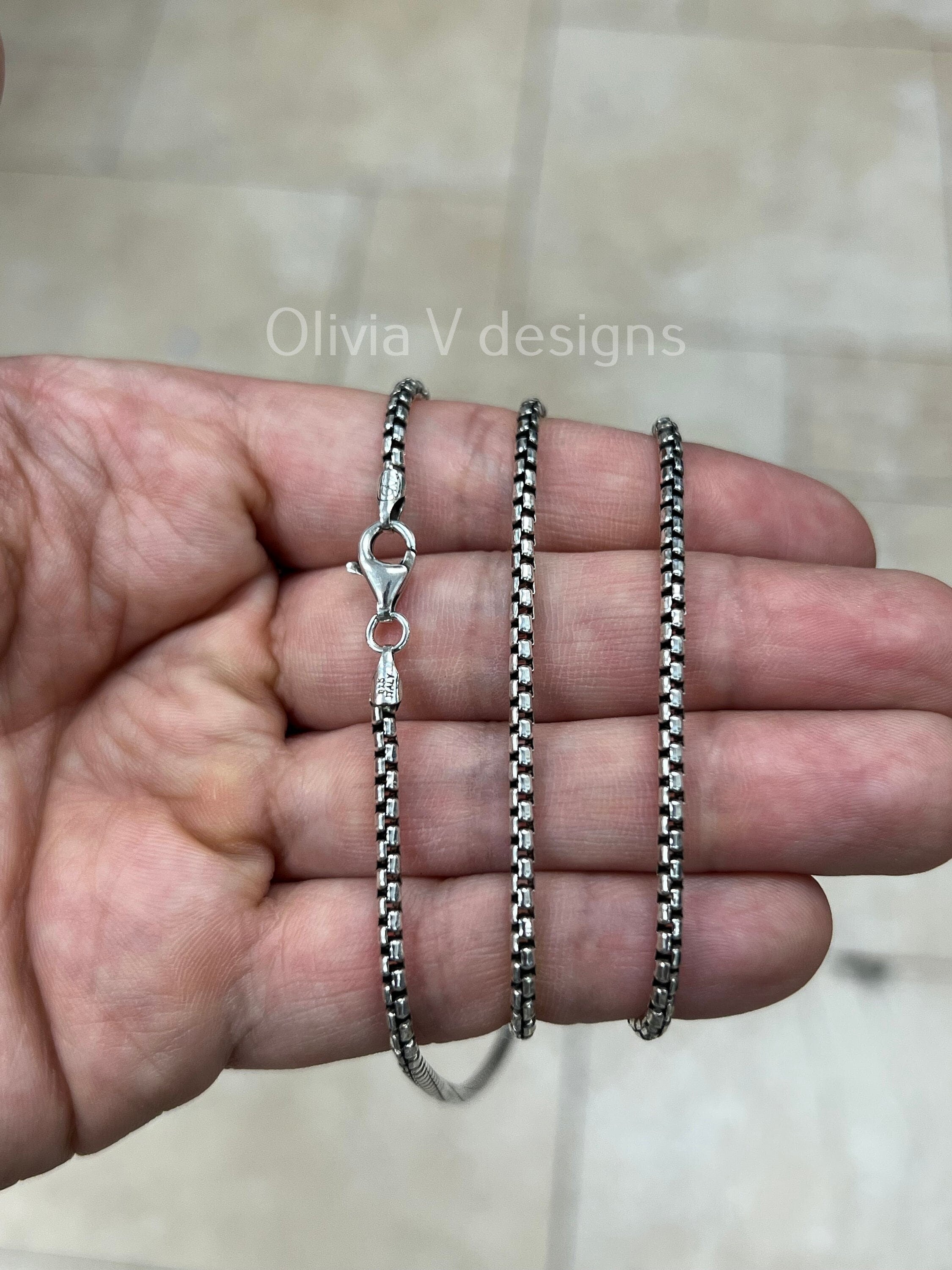 925 Sterling Silver Oxidized Round Box 2.60, Bali Chain, Rustic Chain For Pendants, 925