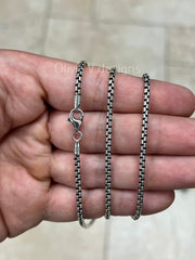 925 Sterling Silver Oxidized Round Box 2.60, Bali Chain, Rustic Chain For Pendants, 925