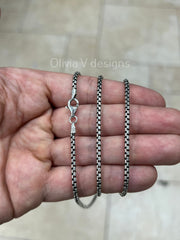925 Sterling Silver Oxidized Round Box 2.60, Bali Chain, Rustic Chain For Pendants, 925