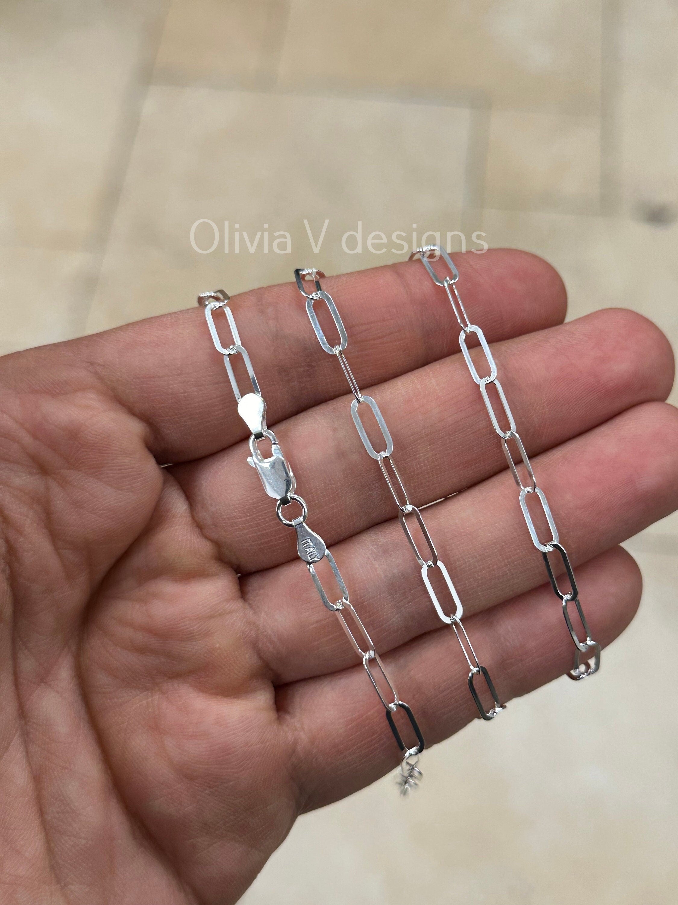 925 Sterling Silver Paper Clip 9mm Elongated Link Chain, Paperclip, Rectangular Staple Link Necklace, Layering, Minimalist, Choker
