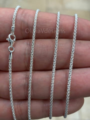 925 Sterling Silver  Popcorn Chain, Coreana 1.8mm chain, Anti-Tarnish Chain, Sterling Silver Chain, 925 Chain, Italian Silver Chain