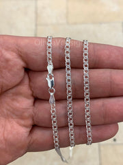 925 Sterling Silver Rambo Chain Necklace Italy 3.2mm , Lobster Clasp, New, Made in Italy, Gift, Men, Woman, PLUX