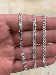 925 Sterling Silver Rambo Chain Necklace Italy  3.6mm , Lobster Clasp, New, Made in Italy, Gift, Men, Woman, PLUX