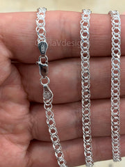 925 Sterling Silver Rambo Chain Necklace Italy  3.6mm , Lobster Clasp, New, Made in Italy, Gift, Men, Woman, PLUX
