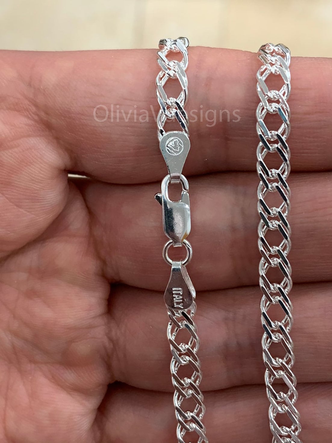 925 Sterling Silver Rambo Chain Necklace Italy 5mm  Lobster Clasp, New, Made in Italy, Gift, Men, Woman, PLUX