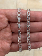 925 Sterling Silver Rambo Chain Necklace Italy 5mm  Lobster Clasp, New, Made in Italy, Gift, Men, Woman, PLUX