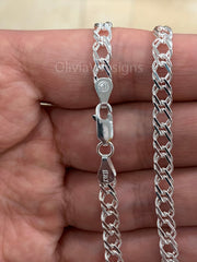 925 Sterling Silver Rambo Chain Necklace Italy 5mm  Lobster Clasp, New, Made in Italy, Gift, Men, Woman, PLUX
