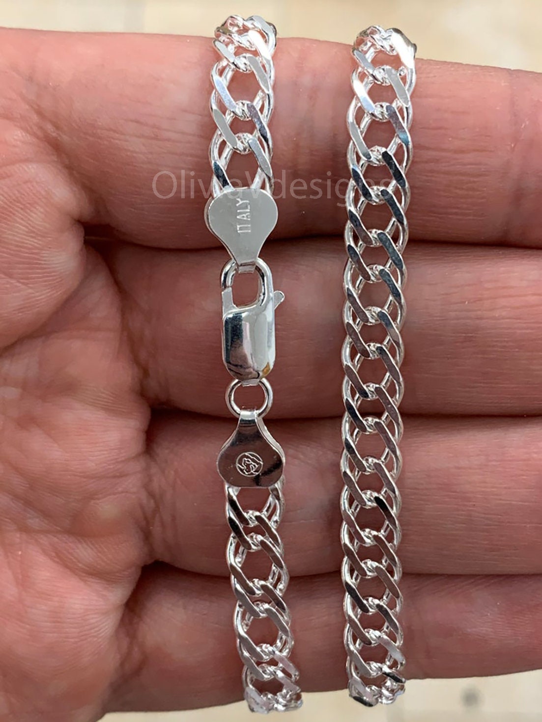925 Sterling Silver Rambo Chain Necklace Italy  6.5mm , Lobster Clasp, New, Made in Italy, Gift, Men, Woman, PLUX