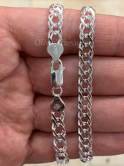 925 Sterling Silver Rambo Chain Necklace Italy  6.5mm , Lobster Clasp, New, Made in Italy, Gift, Men, Woman, PLUX