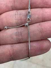 925 Sterling Silver Rhodium Franco Wheat Foxtail Necklace 24" 1mm 925 Sterling Silver, High Quality, New, Slider, Adjustable Chain