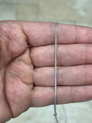 Solid 925 Sterling Silver Rhodium Rope Chain, 1.2mm, Diamond Cut, Necklace, Made in Italy, Gift For Him, Gift For Her, Rope Necklace