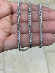 925 Sterling Silver Rhodium Round Franco Wheat Foxtail 3.00mm Chain 16'' 18'' 20'' 22'' 24''  30'' / 925 Sterling Silver / Gift