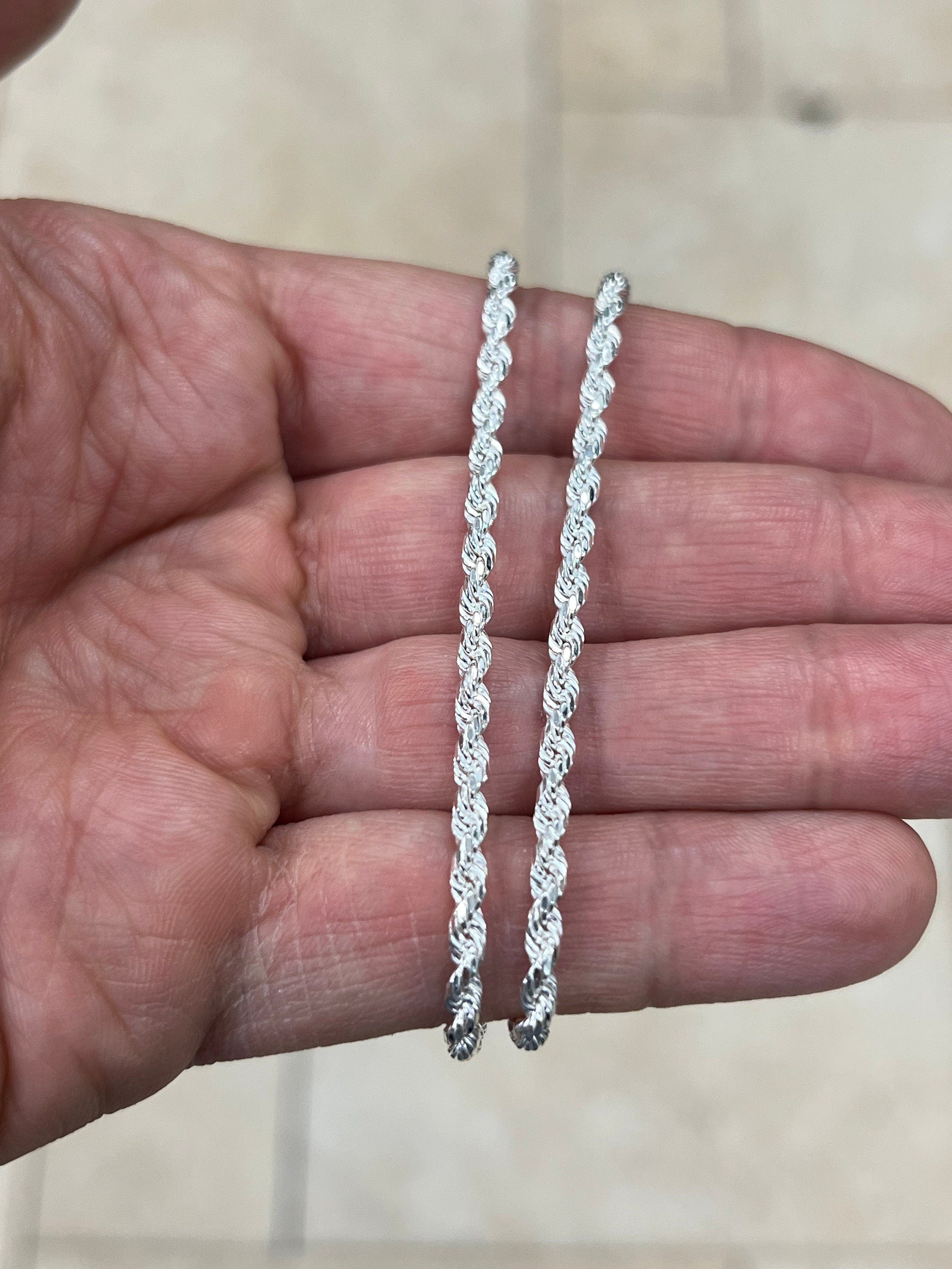 925 Sterling Silver Rope Chain Necklace 3mm, Lobster Clasp, New, Ready To Wear, Made in Italy, Gift, Bridal, Men, Woman, Gift