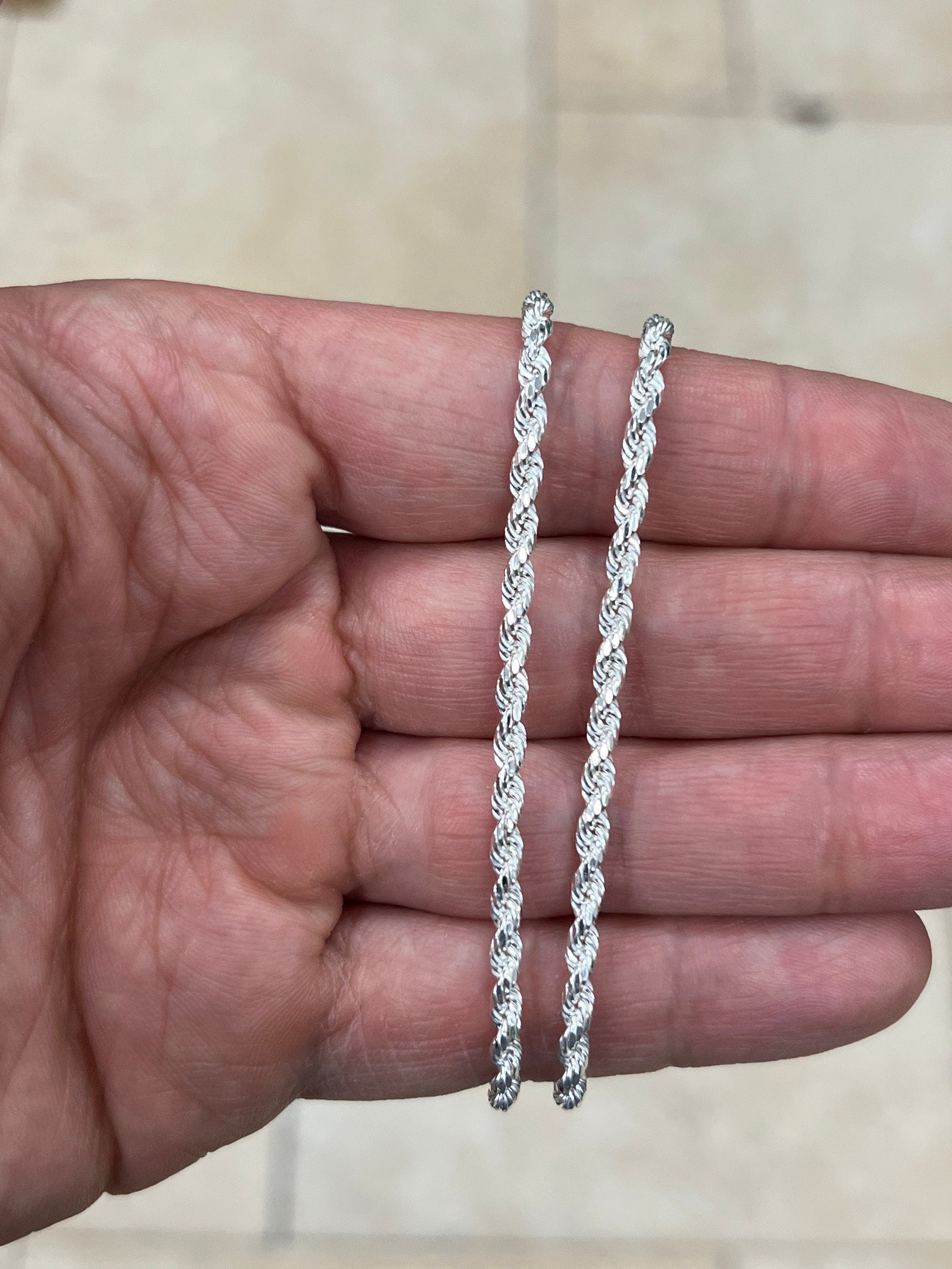925 Sterling Silver Rope Chain Necklace 3mm, Lobster Clasp, New, Ready To Wear, Made in Italy, Gift, Bridal, Men, Woman, Gift