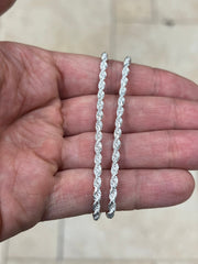 925 Sterling Silver Rope Chain Necklace 3mm, Lobster Clasp, New, Ready To Wear, Made in Italy, Gift, Bridal, Men, Woman, Gift
