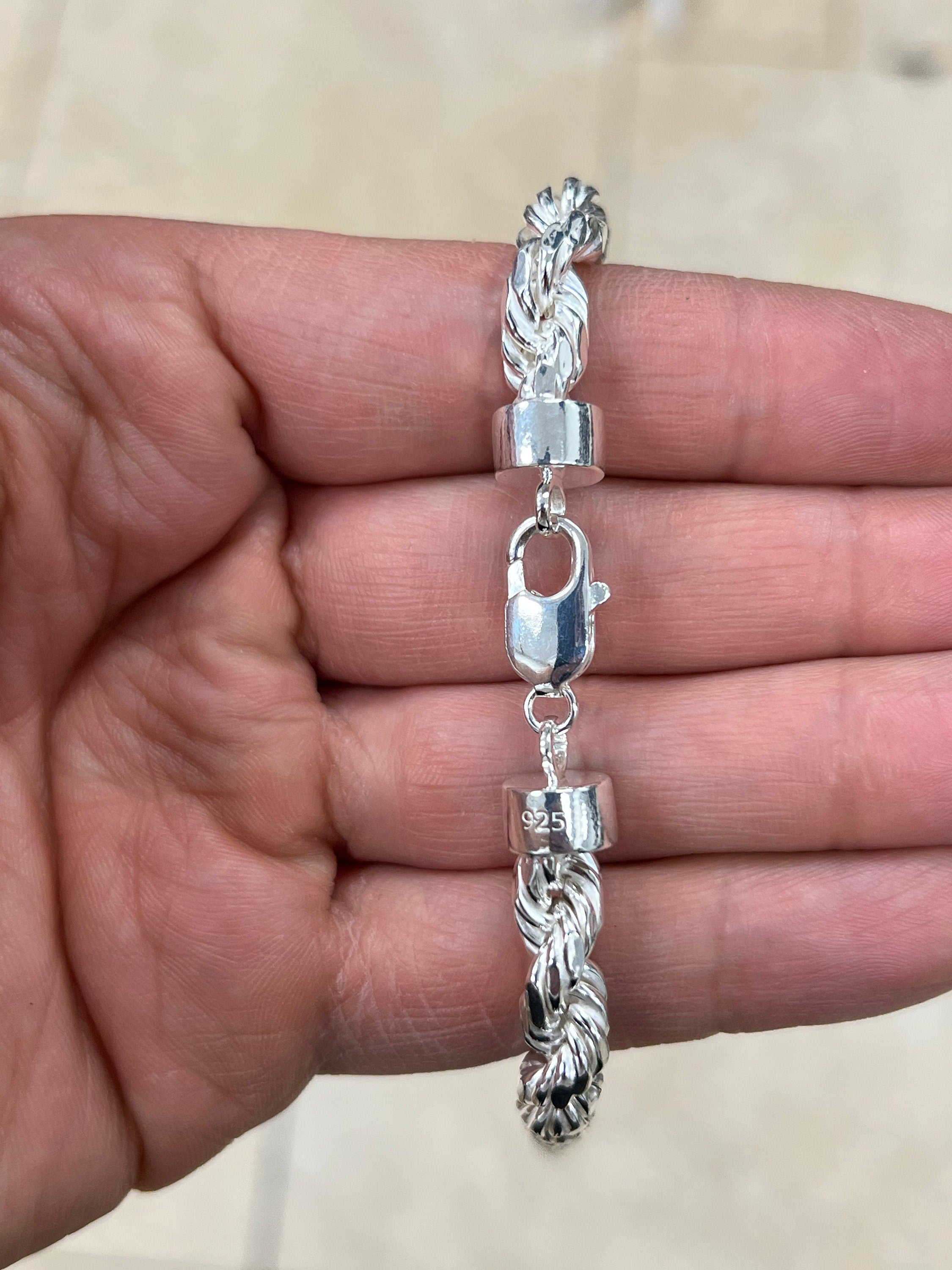 925 Sterling Silver Rope Chain Necklace 8mm, Lobster Clasp, New, Gift, Men, Woman