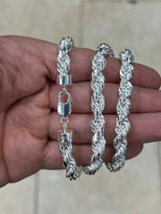 925 Sterling Silver Rope Chain Necklace 8mm, Lobster Clasp, New, Gift, Men, Woman