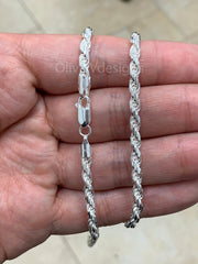 925 Sterling Silver Rope Chain Necklace Italy 3.60mm, Lobster Clasp, New, Ready To Wear, Made in Italy, Gift, Men, Woman, Gift