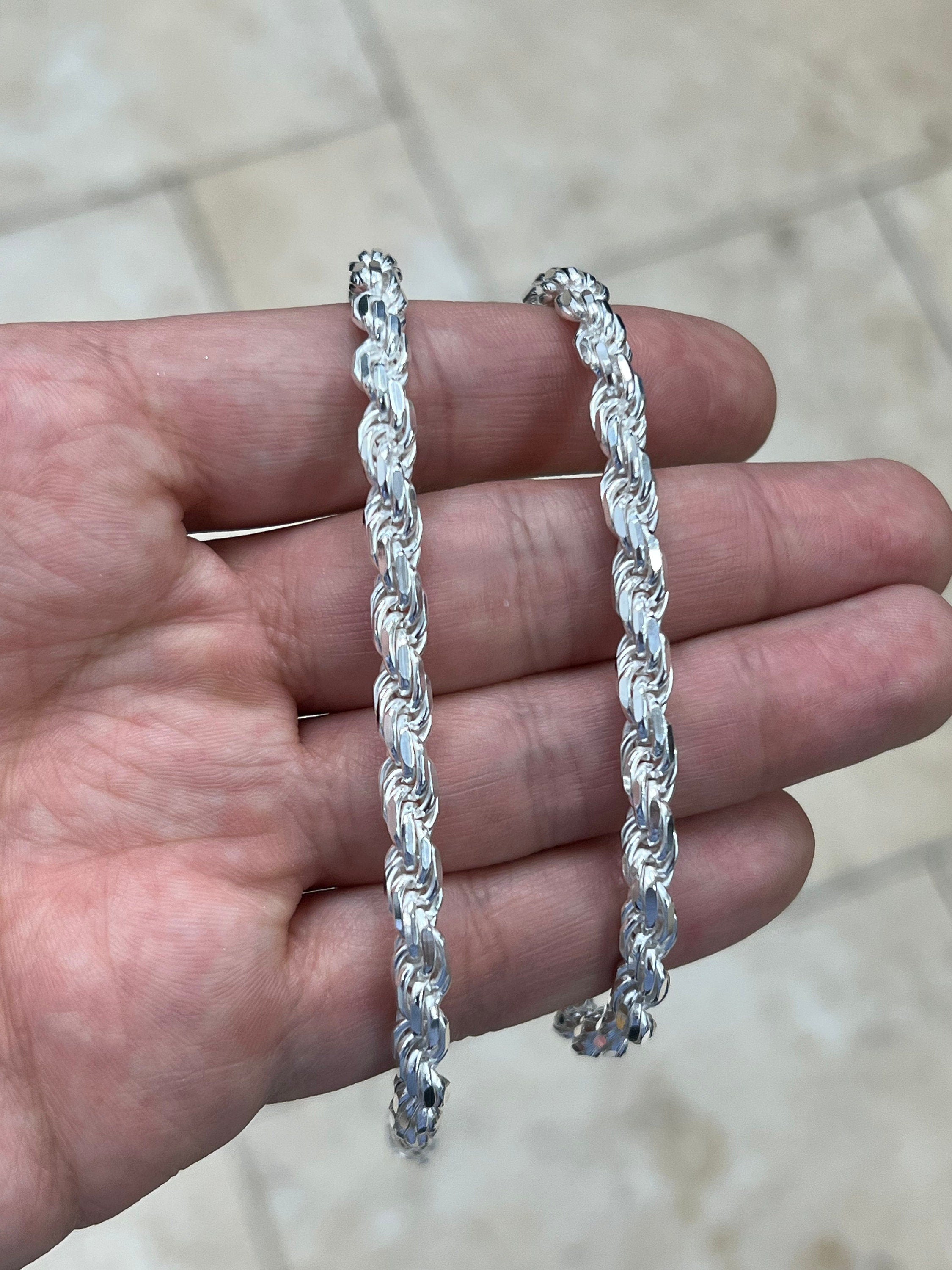 925 Sterling Silver Rope Chain Necklace Italy 5.50mm, Lobster Clasp, New, Ready To Wear, Made in Italy, Gift, Bridal, Men, Woman, Gift