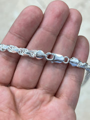 925 Sterling Silver Rope Chain Necklace Italy 5.50mm, Lobster Clasp, New, Ready To Wear, Made in Italy, Gift, Bridal, Men, Woman, Gift