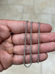 925 Sterling Silver Round Box Chain, 1.8mm Round Box Chain, Sterling Silver Chain, Mens or Womens Chain, Unisex, Made in Italy