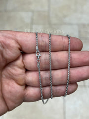 925 Sterling Silver Round Box Chain, 1.8mm Round Box Chain, Sterling Silver Chain, Mens or Womens Chain, Unisex, Made in Italy