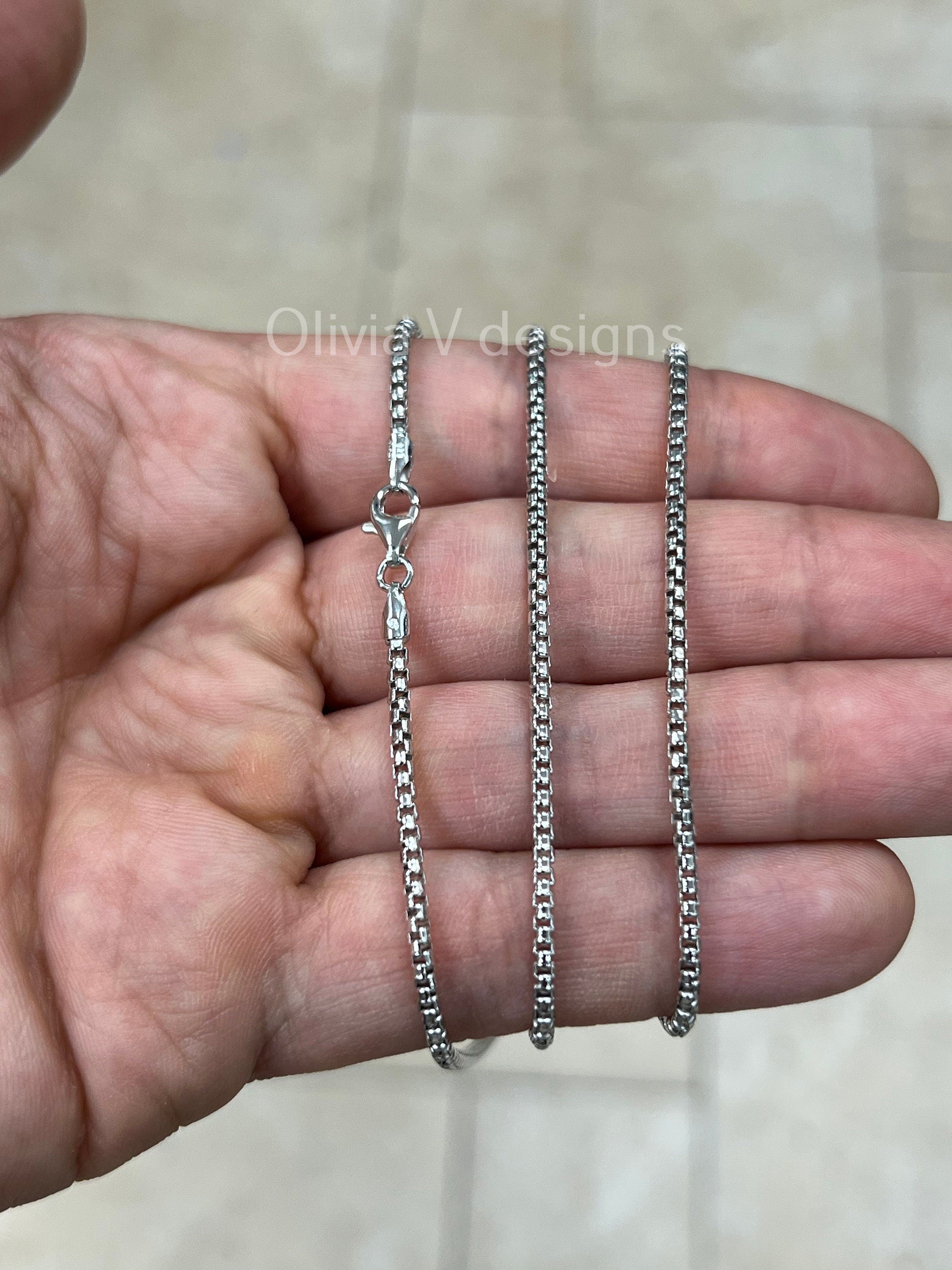925 Sterling Silver Round Box Chain, 2.1mm Round Box Chain, Sterling Silver Chain, Mens or Womens Chain, Unisex, Made in Italy
