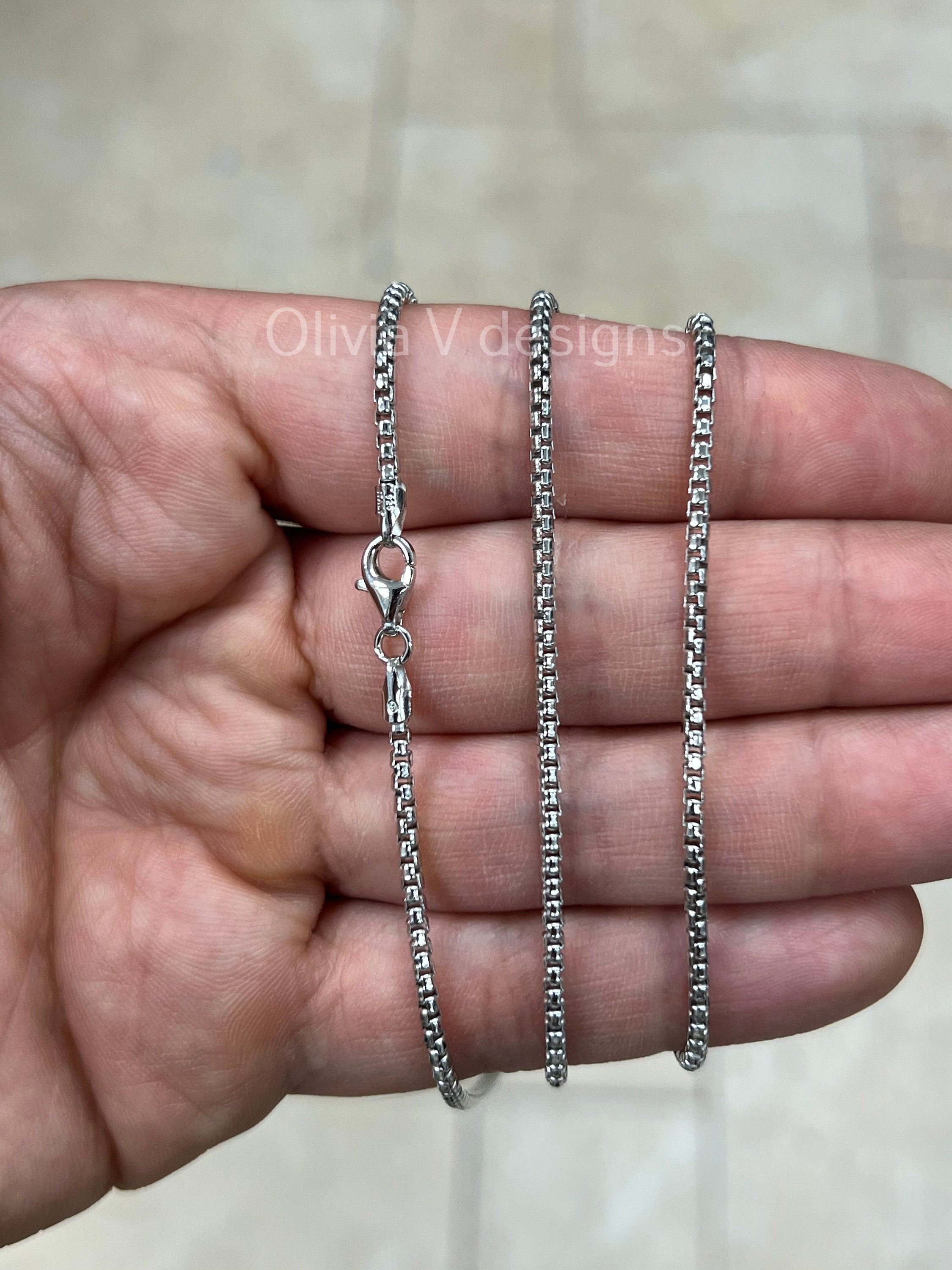925 Sterling Silver Round Box Chain, 2.1mm Round Box Chain, Sterling Silver Chain, Mens or Womens Chain, Unisex, Made in Italy