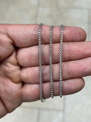 925 Sterling Silver Round Box Chain, 2.1mm Round Box Chain, Sterling Silver Chain, Mens or Womens Chain, Unisex, Made in Italy