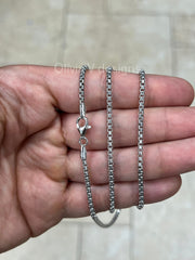 925 Sterling Silver Round Box Chain, 2.6mm Round Box Chain, Sterling Silver Chain, Mens or Womens Chain, Unisex, Made in Italy