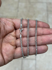 925 Sterling Silver Round Box Chain, 2.6mm Round Box Chain, Sterling Silver Chain, Mens or Womens Chain, Unisex, Made in Italy