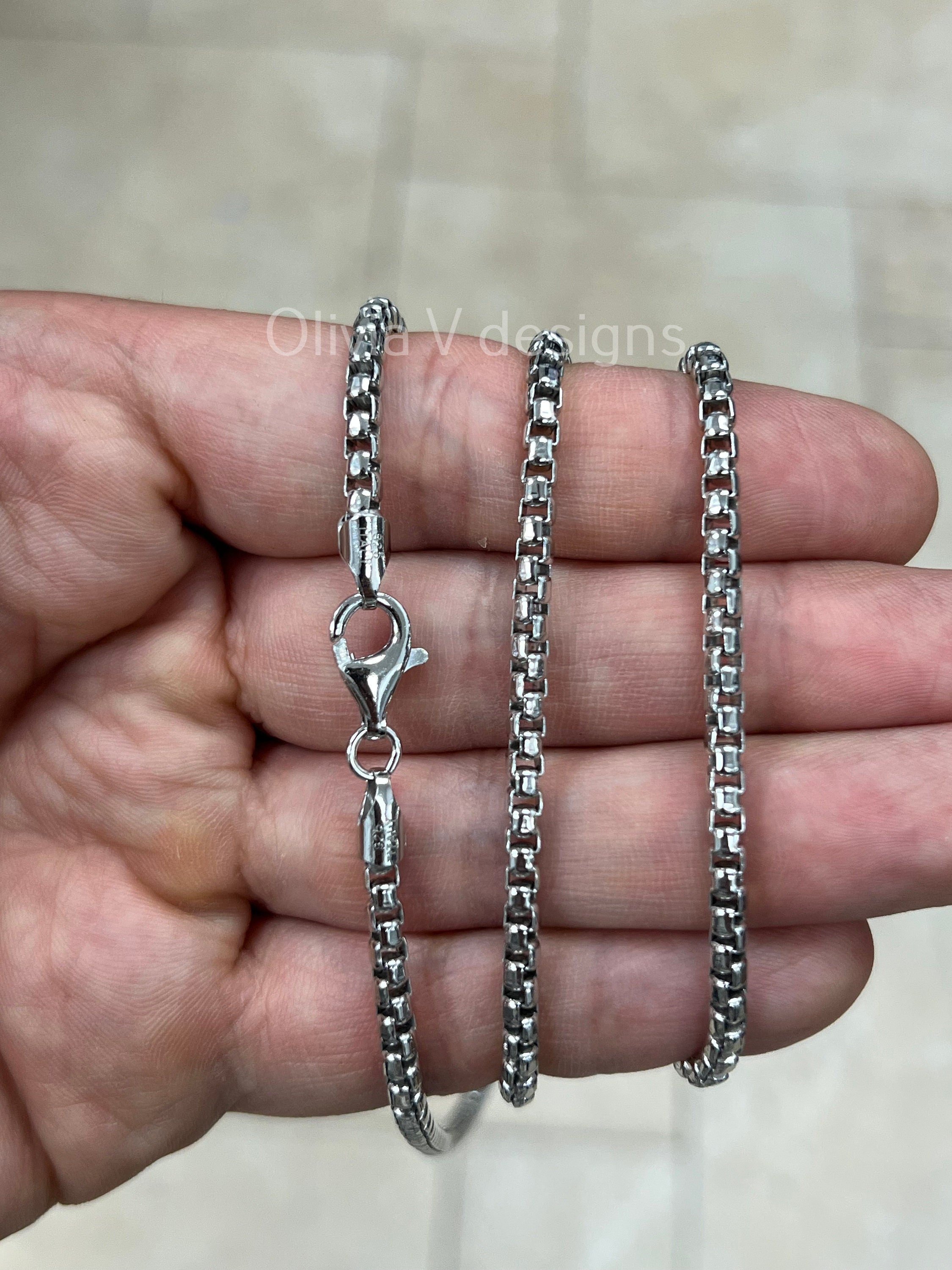 925 Sterling Silver Round Box Chain, 3.3mm Round Box Chain, Sterling Silver Chain, Mens or Womens Chain, Unisex, Made in Italy